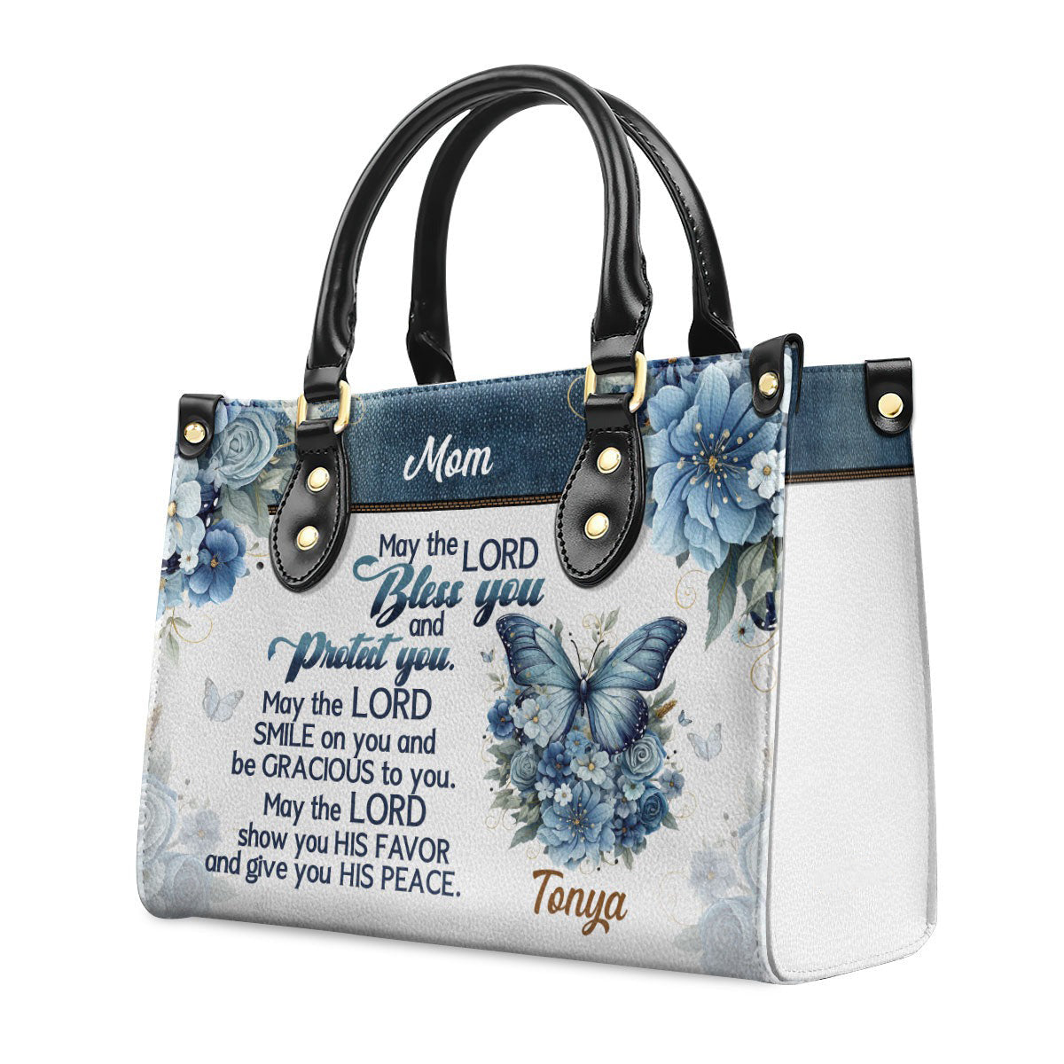 Personalized Christian Leather Handbag, May The Lord Bless You and Protect You Leather Handbag โ Custom Name Religious Gift for Mom BLAF21